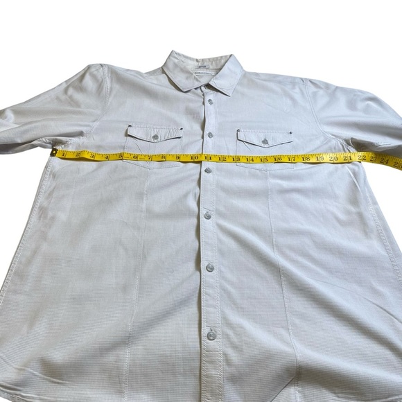 Calvin Klein Grey/White Swiss Tab Button Down Shirt, M - Picture 5 of 7